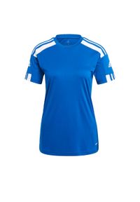 Adidas - Koszulka damska adidas Squadra 21. Kolor: biały, niebieski, wielokolorowy. Materiał: jersey. Sport: piłka nożna