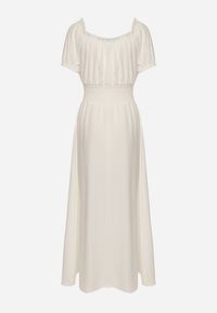 Born2be - Biała Sukienka Ozdobiona Bufkami Dolinossa. Okazja: na co dzień. Kolor: biały. Wzór: aplikacja. Sezon: lato. Styl: casual #5