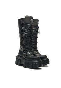 NEW ROCK Glany M-272-S3 Czarny. Kolor: czarny. Materiał: skóra. Styl: rockowy #3