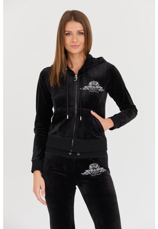 Juicy Couture - JUICY COUTURE Czarna damska bluza Arched Metallic, Rozmiar M. Kolor: czarny