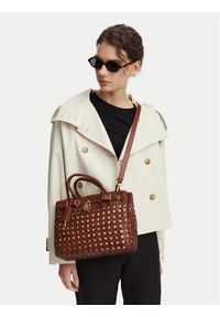 TOMMY HILFIGER - Tommy Hilfiger Torebka American Icon Mini Tote Braided AW0AW18734 Brązowy. Kolor: brązowy. Materiał: skórzane #1