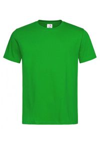 Stedman - Zielony Bawełniany T-Shirt Męski Bez Nadruku -STEDMAN- Koszulka, Krótki Rękaw, Basic, U-neck. Okazja: na co dzień. Kolor: zielony. Materiał: bawełna. Długość rękawa: krótki rękaw. Długość: krótkie. Styl: casual #1