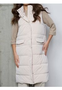 Sinsay - Pikowana kamizelka puffer z odpinanym kapturem - kremowy. Kolor: kremowy #1