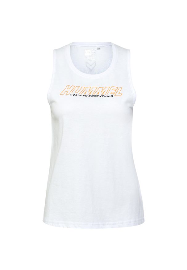 Damski tank top Hummel TE Confident. Kolor: biały. Materiał: bawełna. Wzór: nadruk. Sport: fitness