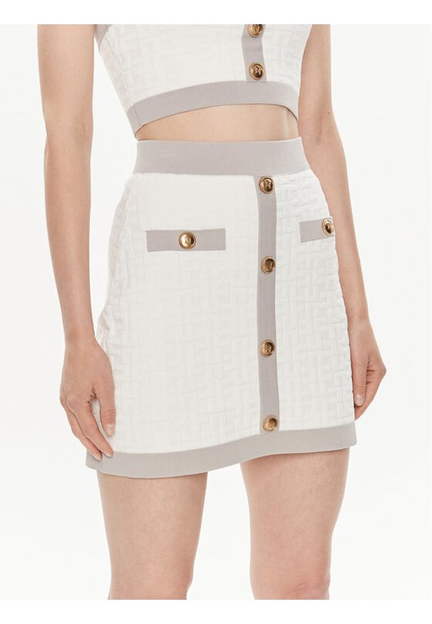 Elisabetta Franchi Spódnica mini GK-98B-42E2-004477 Biały Slim Fit. Kolor: biały. Materiał: syntetyk, wiskoza