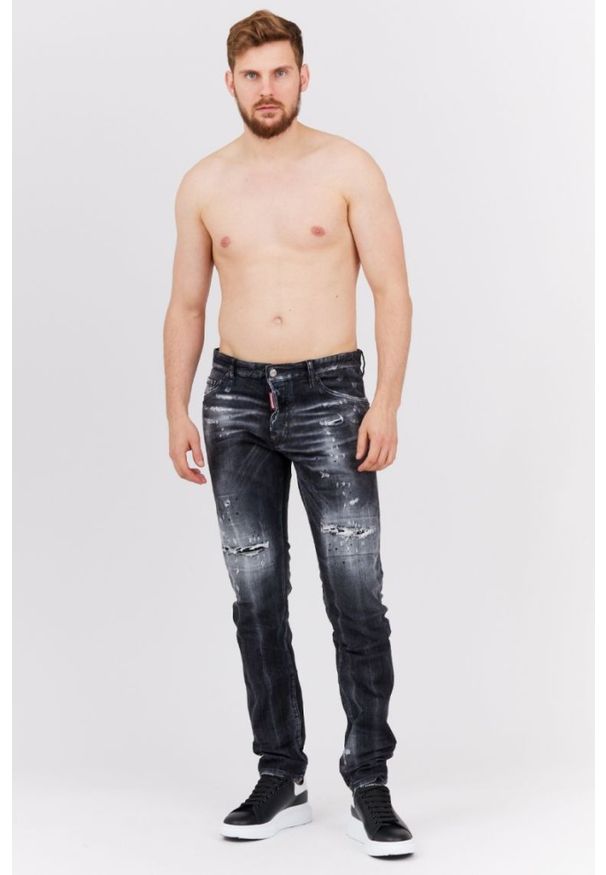 DSQUARED2 Czarne jeansy męskie cool guy jean, Rozmiar 46. Kolor: czarny. Wzór: aplikacja