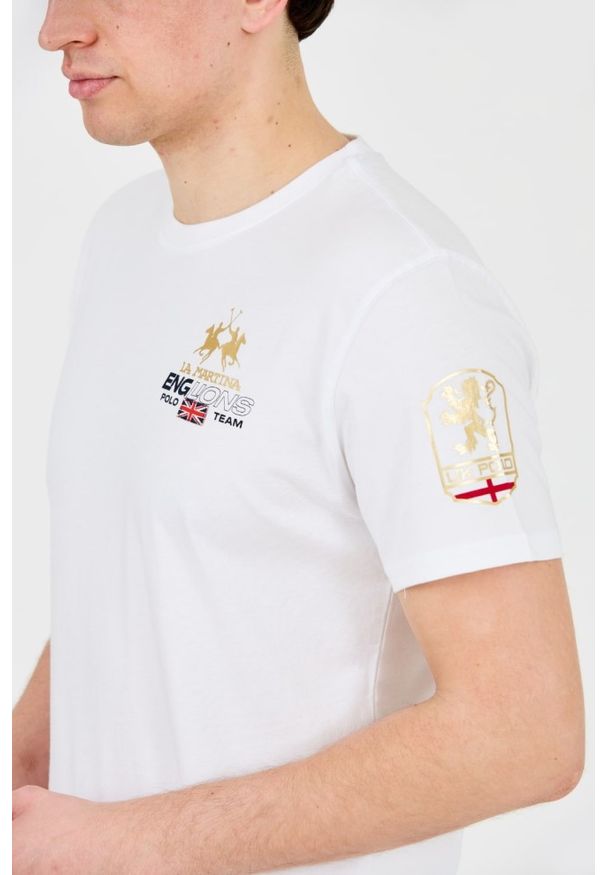 La Martina - LA MARTINA Biały t-shirt Jersey. Kolor: biały. Materiał: jersey