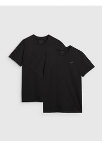 4f - 4F T-shirt regular gładki męski (2-pack) - czarny L. Okazja: na co dzień. Kolor: czarny. Materiał: dzianina, bawełna, jersey. Długość rękawa: krótki rękaw. Długość: krótkie. Wzór: gładki. Styl: klasyczny, sportowy, casual