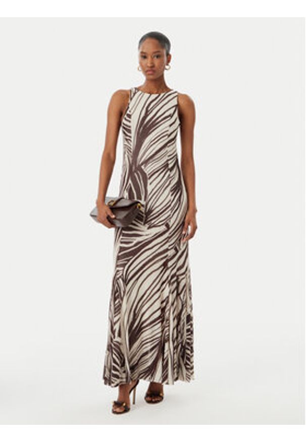 Guess Sukienka wieczorowa W6GK13 K2943 Brązowy Slim Fit. Kolor: brązowy. Materiał: syntetyk. Styl: wizytowy