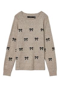 Vero Moda Sweter Doffy 10330790 Beżowy Regular Fit. Kolor: beżowy. Materiał: syntetyk
