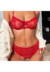 Intica - Komplet bielizny z siateczki z wzorem serc na wyjątkowe okazje Herma. Kolor: czerwony. Materiał: materiał