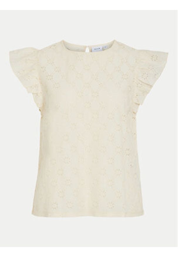 Vila Bluzka Sumia 14097198 Biały Regular Fit. Kolor: biały. Materiał: syntetyk, bawełna