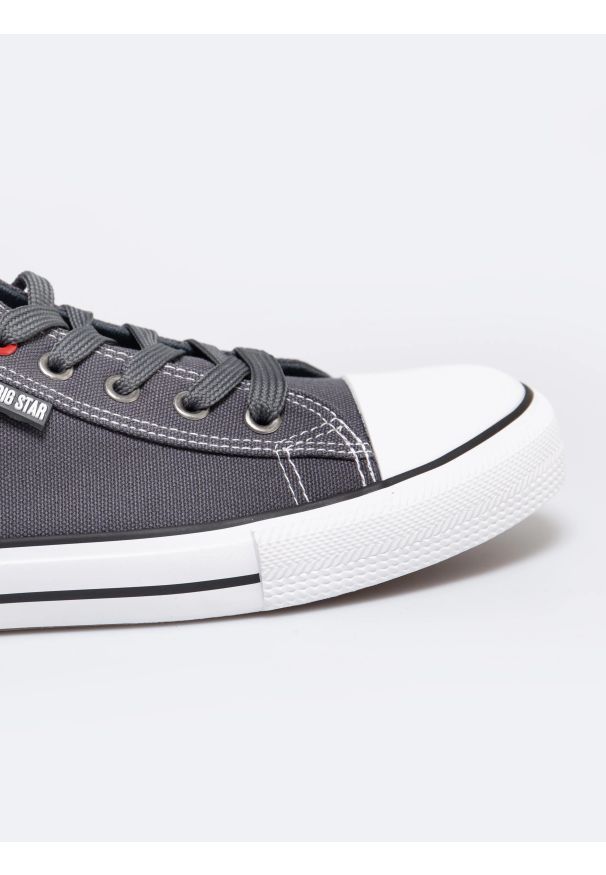 Big-Star - Trampki męskie niskie ciemnoszare RR174307 903. Okazja: na co dzień. Wysokość cholewki: przed kostkę. Kolor: szary. Materiał: materiał. Szerokość cholewki: normalna. Styl: klasyczny, casual, sportowy