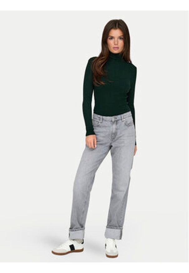 only - ONLY Golf Karol 15165075 Zielony Slim Fit. Typ kołnierza: golf. Kolor: zielony. Materiał: wiskoza