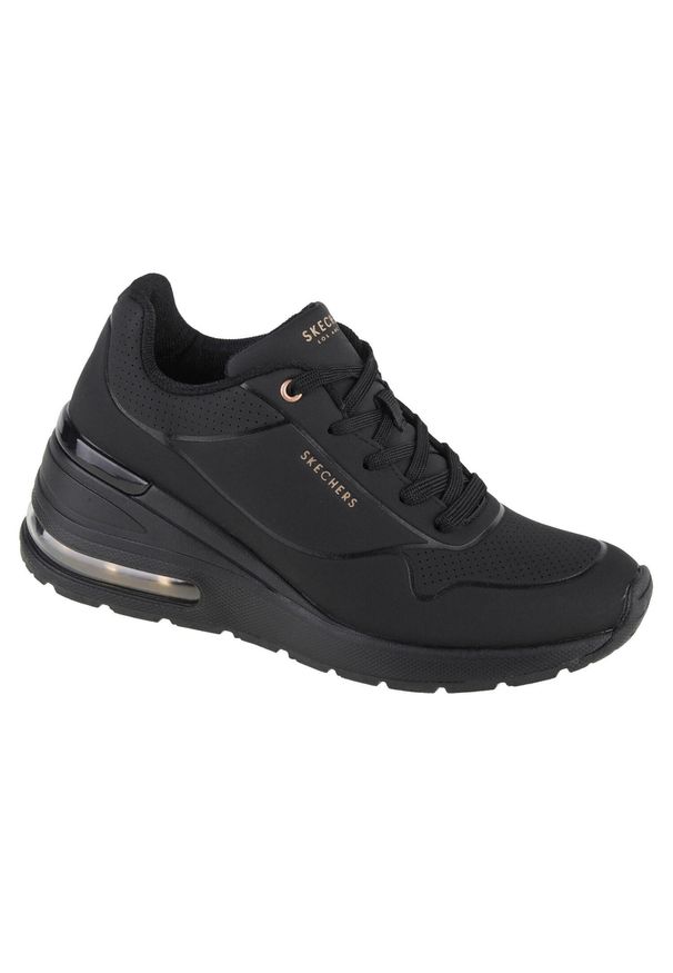 skechers - Buty sportowe Sneakersy damskie, Skechers Million Air-Elevated Air. Zapięcie: sznurówki. Kolor: czarny. Materiał: guma, syntetyk, materiał. Szerokość cholewki: normalna. Sport: turystyka piesza
