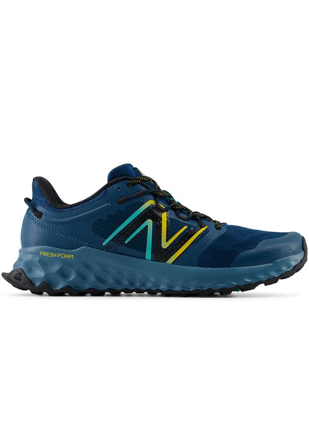 Buty męskie New Balance Fresh Foam Garoé MTGAROT1 – niebieskie. Okazja: na co dzień. Kolor: niebieski. Materiał: guma, materiał, syntetyk. Szerokość cholewki: normalna. Sport: bieganie, fitness