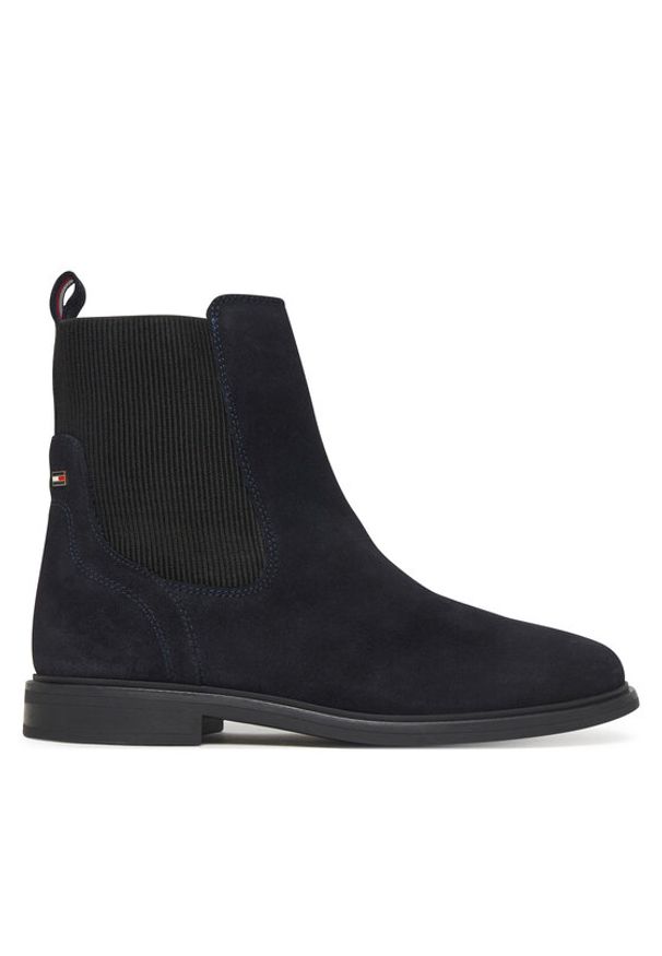 TOMMY HILFIGER - Tommy Hilfiger Sztyblety Flag Boot FW0FW08780 Granatowy. Kolor: niebieski. Materiał: skóra, zamsz
