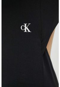 Calvin Klein Jeans sukienka kolor czarny midi dopasowana. Kolor: czarny. Materiał: dzianina. Typ sukienki: dopasowane. Długość: midi #2