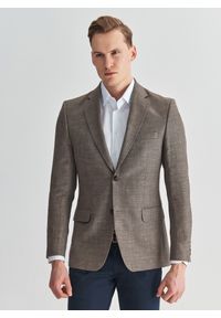 Brązowa marynarka męska premium P22SP-3X-019-A-S - Pako Lorente. Kolor: brązowy. Materiał: wełna, len. Wzór: gładki. Styl: klasyczny #2