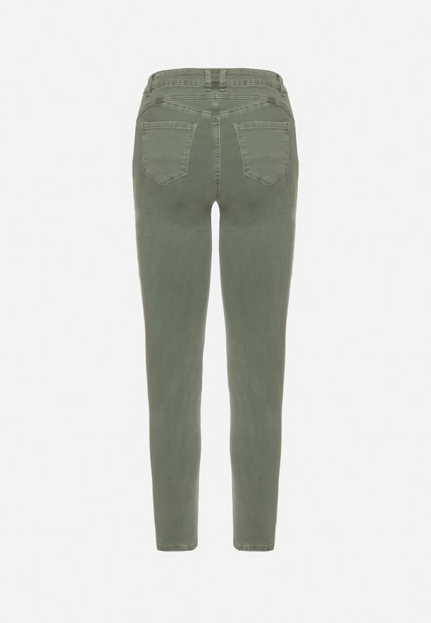 Born2be - Jasnozielone Jeansy Skinny z Regularnym Stanem Ingas. Kolor: zielony. Długość: krótkie. Wzór: gładki