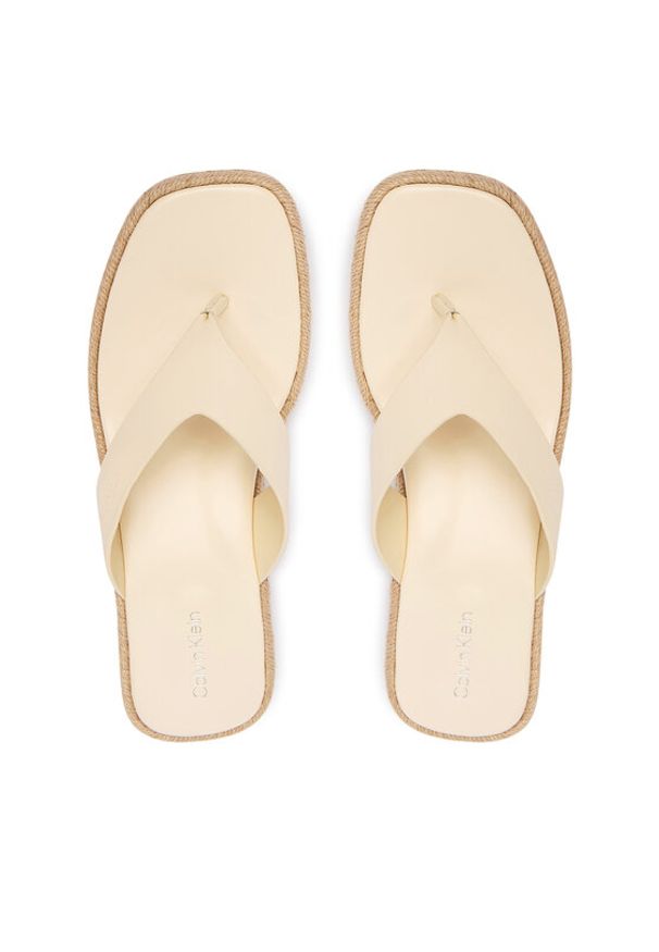 Calvin Klein Japonki Block Heel Espa 50 Thong Lth HW0HW02902 Beżowy. Kolor: beżowy. Materiał: skóra