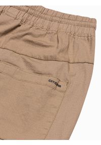 Ombre Clothing - Spodnie męskie joggery z kieszeniami na zamek - brązowe V4 P960 - XXL. Kolor: brązowy. Materiał: materiał, bawełna #6