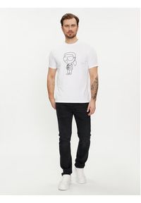 Karl Lagerfeld - KARL LAGERFELD T-Shirt 755054 542221 Biały Regular Fit. Typ kołnierza: dekolt w karo. Kolor: biały. Materiał: bawełna