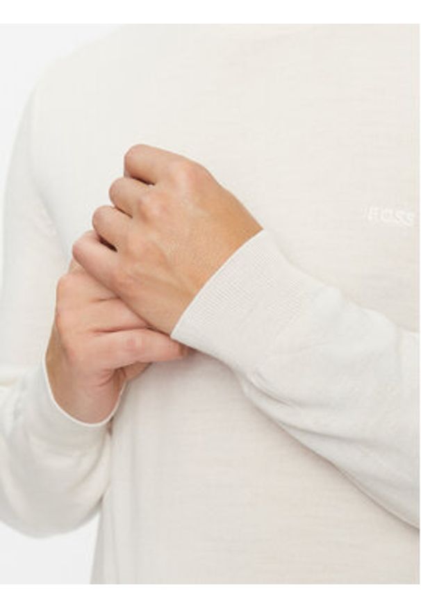BOSS - Boss Sweter Botto-L 50476364 Écru Regular Fit. Materiał: wełna