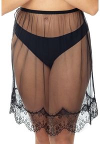 MEWA Lingerie - Czarna półhalka JULIETTA. Kolor: czarny. Materiał: poliester, szyfon, koronka. Długość: długie. Wzór: koronka #1