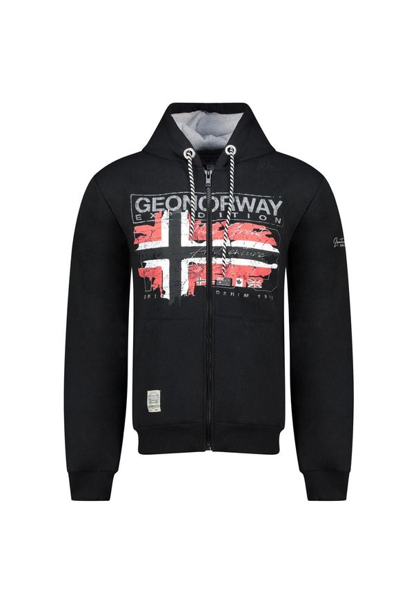 Bluza męska Geographical Norway GRUSTY BLACK, czarna.. Kolor: czarny, czerwony, wielokolorowy. Materiał: poliester, bawełna. Styl: sportowy