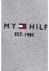 TOMMY HILFIGER - Tommy Hilfiger Bluza damska kolor szary z kapturem z aplikacją. Okazja: na co dzień. Typ kołnierza: kaptur. Kolor: szary. Materiał: dzianina. Wzór: aplikacja. Styl: casual #5