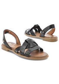 Sandały damskie Armodo, cholewka skóra naturalna płaski fason krzyżujące się paski otwarty nosek niski obcas klasyczna podeszwa, czarny, 40476. Nosek buta: otwarty. Zapięcie: pasek. Kolor: czarny. Materiał: skóra. Wzór: paski. Obcas: na obcasie. Styl: klasyczny. Wysokość obcasa: niski #9