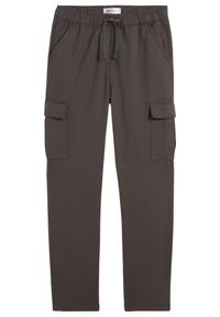 bonprix - Spodnie cargo o kroju loose fit, z gumką w pasie i prostymi nogawkami, uszyte z czystej bawełny. Kolor: szary. Materiał: bawełna #1