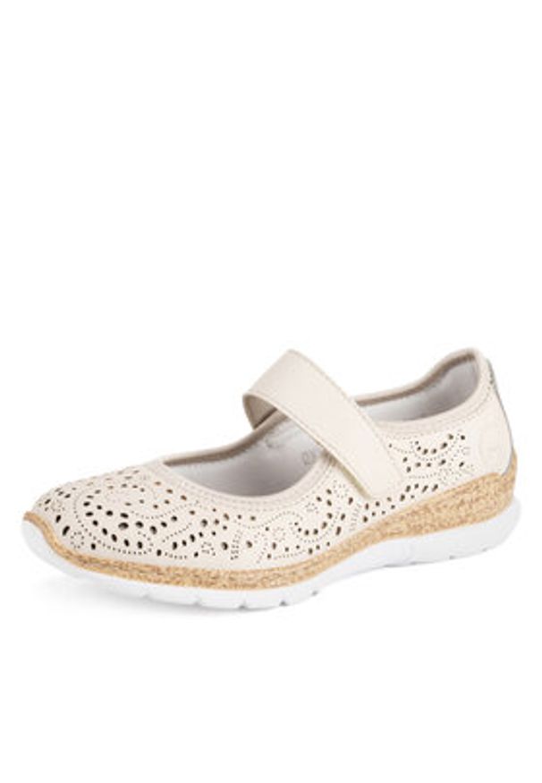 Rieker Baleriny N4299-60 Beżowy. Kolor: beżowy. Materiał: materiał