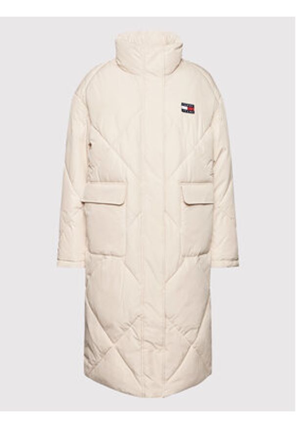 Tommy Jeans Kurtka zimowa Longline Fashion DW0DW11107 Beżowy Regular Fit. Kolor: beżowy. Materiał: syntetyk. Sezon: zima
