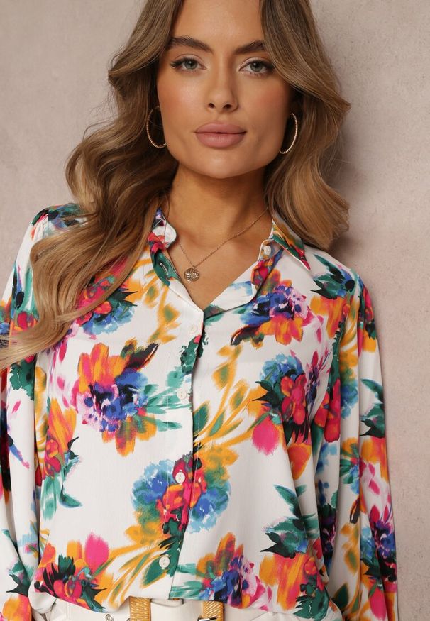 Renee - Biała Koszula z Szerokim Rękawem i Kołnierzykiem Marceline. Kolor: biały. Styl: klasyczny