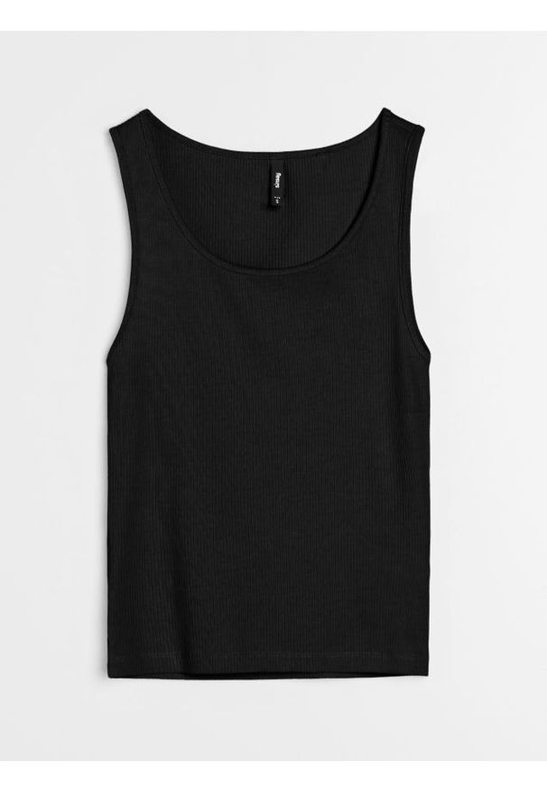 Sinsay - Prążkowana koszulka na ramiączkach - czarny. Kolor: czarny. Materiał: prążkowany. Długość rękawa: na ramiączkach