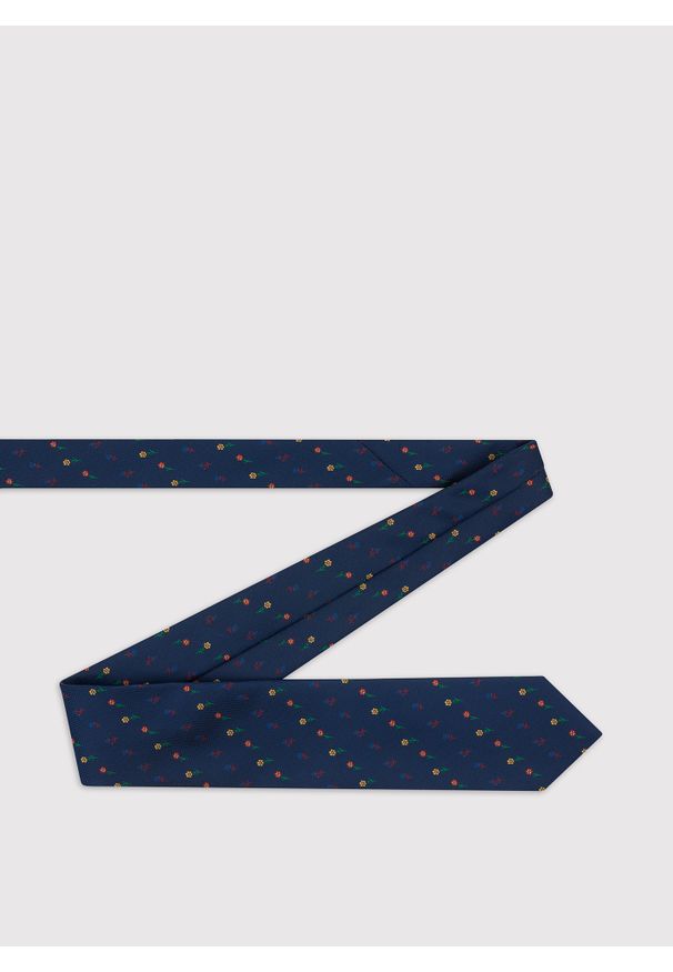 Pako Lorente - PAKO LORENTE – Granatowy krawat męski w kwiaty. Kolor: niebieski. Materiał: poliester. Wzór: kwiaty
