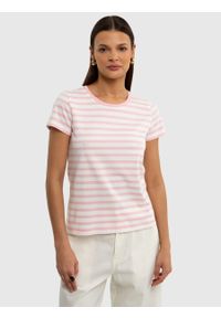 Big-Star - Koszulka damska bawełniana w paski różowa Salinsa 600. Kolor: różowy. Materiał: bawełna. Wzór: paski. Sezon: lato. Styl: klasyczny, elegancki, wakacyjny #5