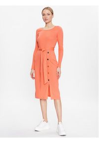 Lauren Ralph Lauren Sukienka dzianinowa 250889290002 Pomarańczowy Slim Fit. Kolor: pomarańczowy. Materiał: dzianina, bawełna #4