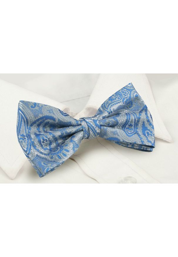 Mucha Męska z Poszetką - Chattier - Popiel z Niebieskim. Kolor: niebieski. Styl: sportowy, elegancki