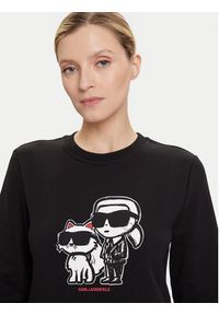 Karl Lagerfeld - KARL LAGERFELD Bluza A4W20045 Czarny Regular Fit. Typ kołnierza: dekolt w karo. Kolor: czarny. Materiał: bawełna #3