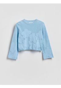 Reserved - Bawełniany sweter - jasnoniebieski. Kolor: niebieski. Materiał: bawełna. Długość: krótkie