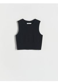 Reserved - Dzianinowy top - czarny. Kolor: czarny. Materiał: dzianina #1