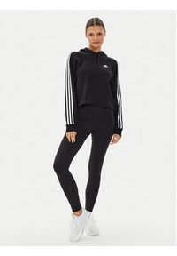 Adidas - adidas Bluza Essentials 3-Stripes French Terry Crop Hoodie IC8767 Czarny Regular Fit. Kolor: czarny. Materiał: bawełna