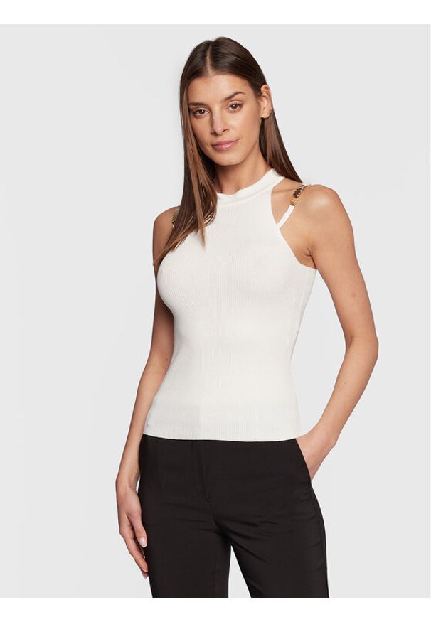 Fracomina Top FR23ST4002K41801 Biały Slim Fit. Kolor: biały. Materiał: wiskoza