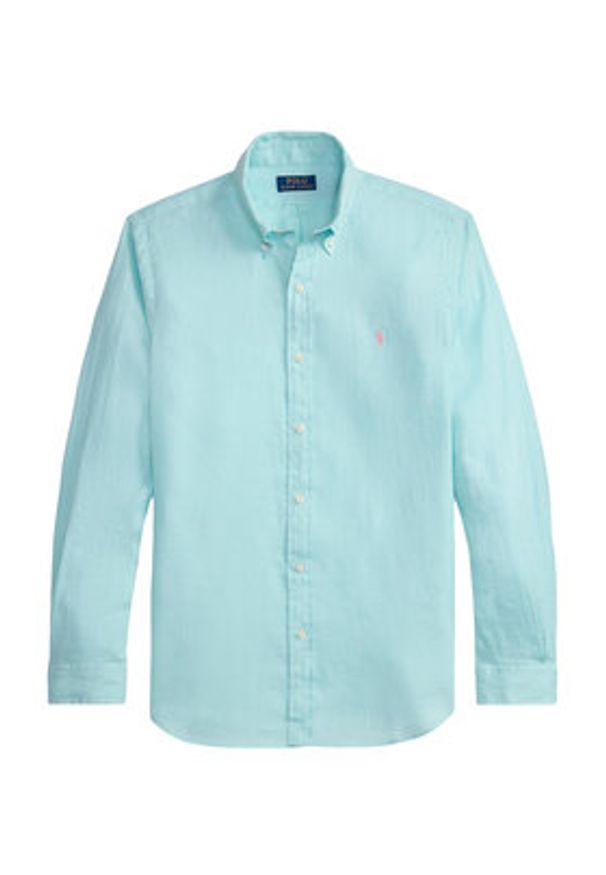 Polo Ralph Lauren Koszula 710968915501 Turkusowy Regular Fit. Typ kołnierza: polo. Kolor: turkusowy. Materiał: len
