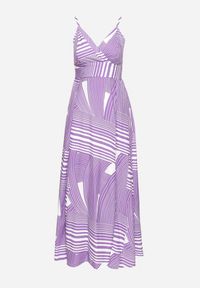 Born2be - Fioletowa Sukienka z Kopertowym Dekoltem na Regulowanych Ramiączkach z Rozcięciami Jatila. Okazja: na co dzień. Typ kołnierza: dekolt kopertowy. Kolor: fioletowy. Długość rękawa: na ramiączkach. Typ sukienki: kopertowe. Styl: casual #2