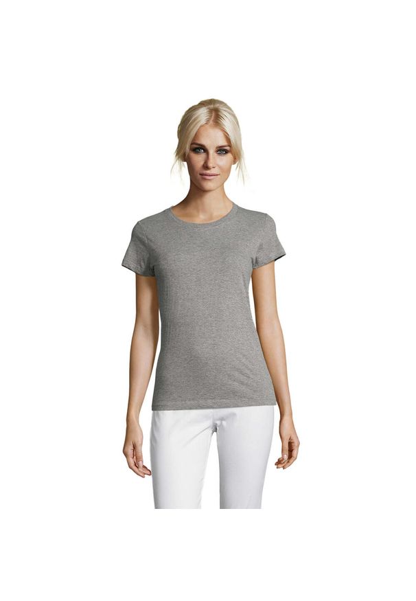 SOL'S - Koszulka Damska Regent Melange Z Okrągłym Dekoltem I Dopasowanym Krojem. Kolor: szary. Sport: turystyka piesza