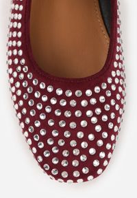 Renee - Bordowe Balerinki na Płaskiej Podeszwie Mary Jane z Cyrkoniami Jomelia. Okazja: na co dzień. Kolor: czerwony. Obcas: na płaskiej podeszwie. Styl: casual, elegancki #9